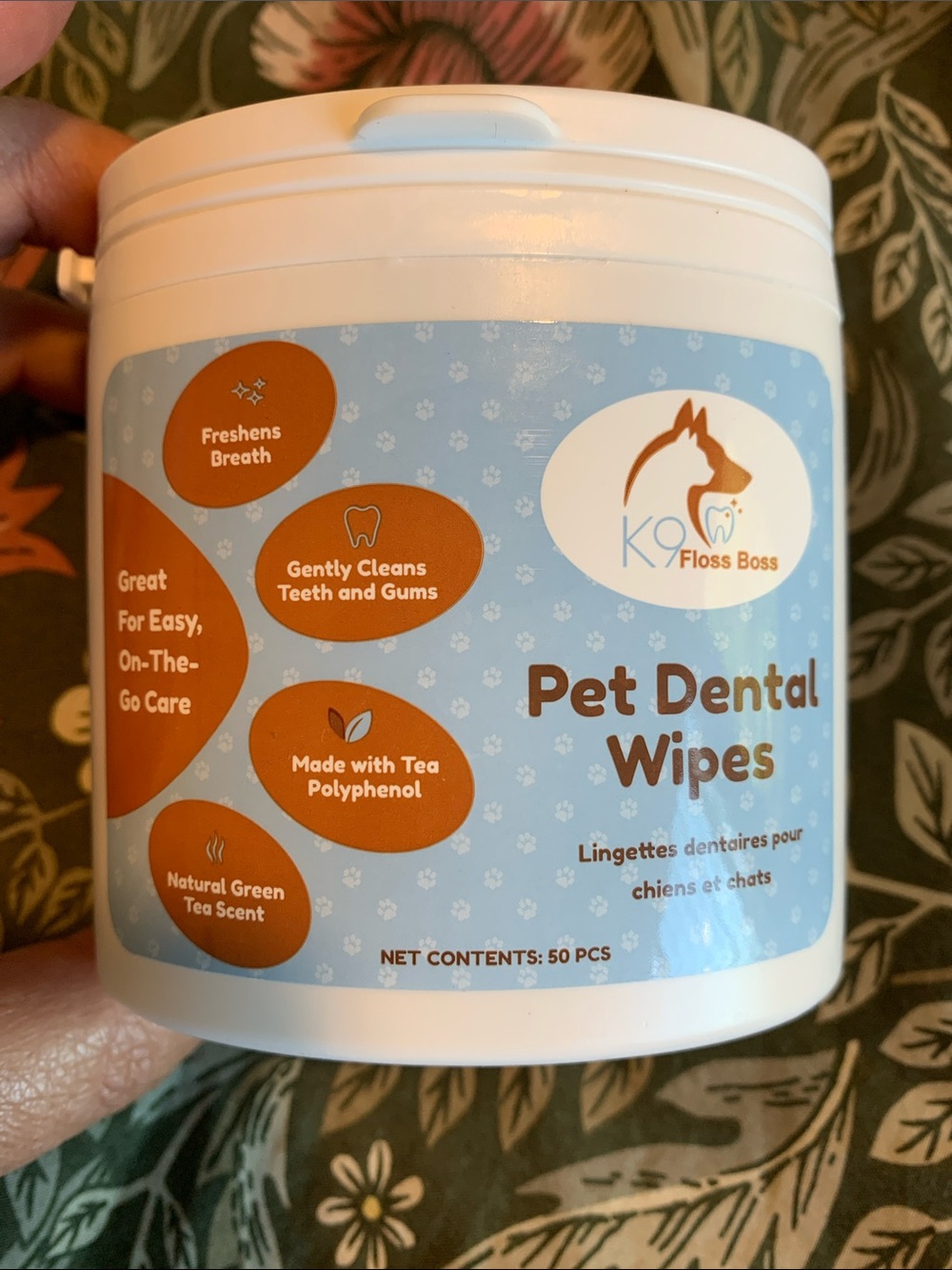 Dog and Cat Pet Dental Wipes - Light Blue & Orange
